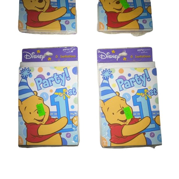 NIP Hallmark Disney Winnie the Pooh Vintage 1st Birthday Invitations Party Cards - Picture 3 of 6